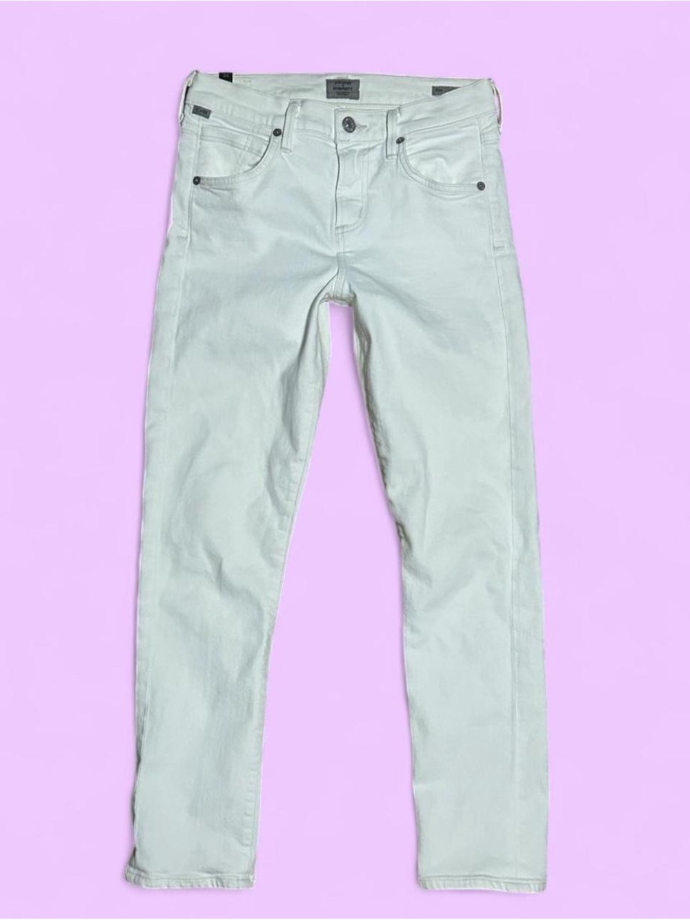 Citizens Of Humanity White Mid-Rise Slim Crop Premium Designer Denim Minimalisf
